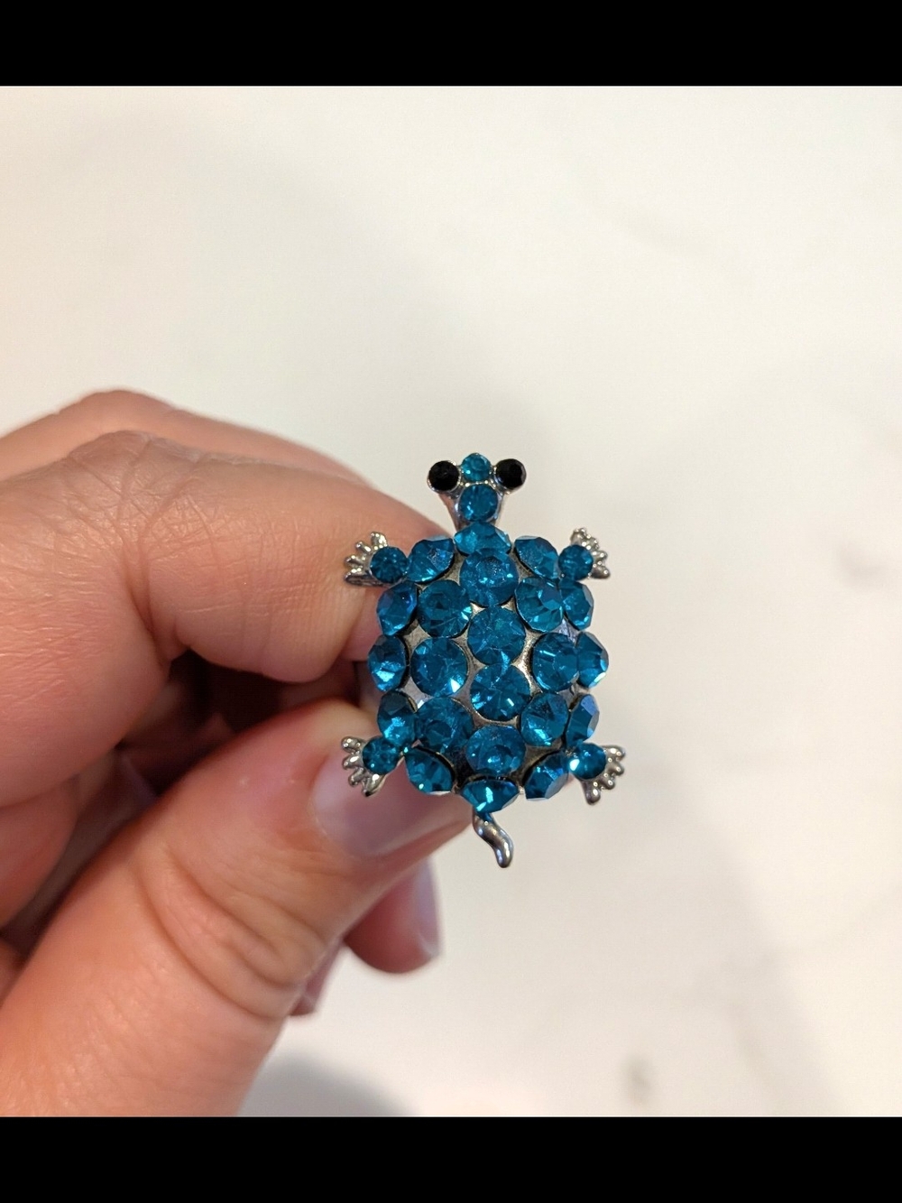 Blue Crystal Turtle Ring - Women's Jewelry - Picture 3 of 7